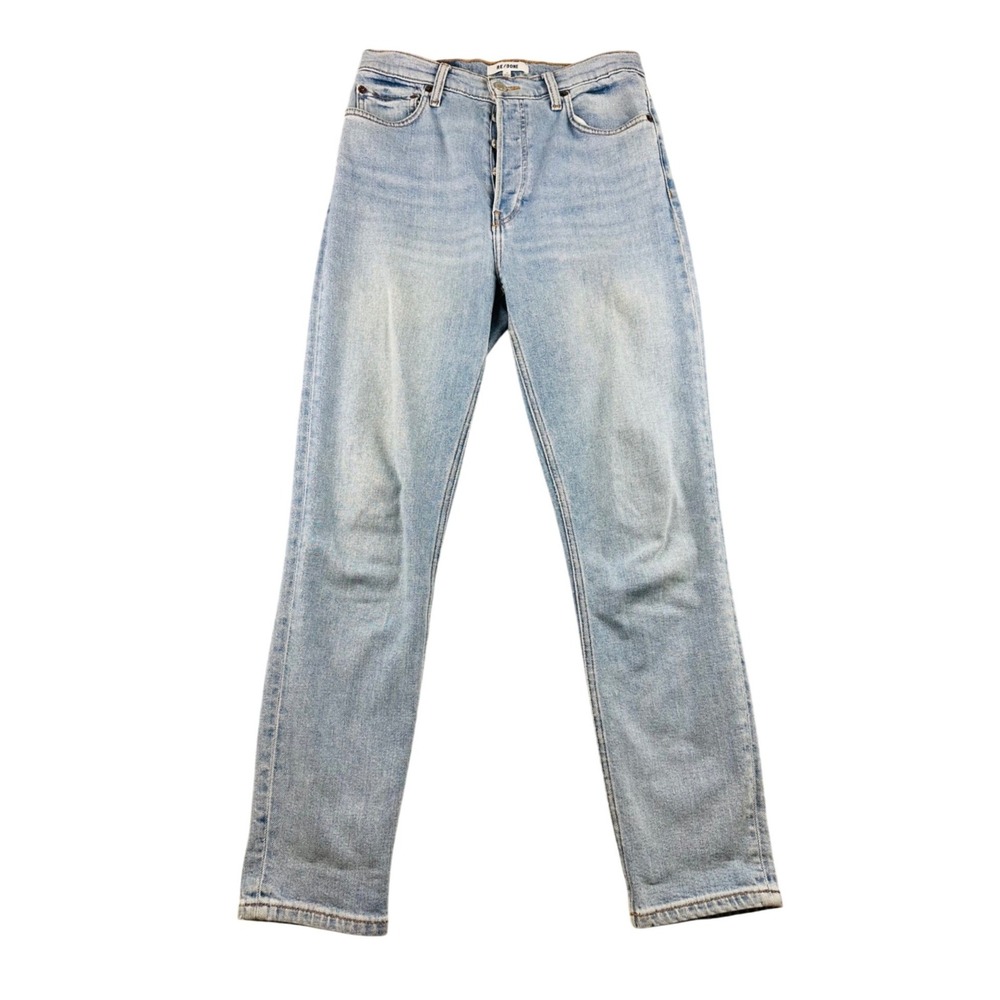 RE/DONE Jeans Women 28 Blue Indigo 90s High Rise Ankle Crop Hazey Button Fly
